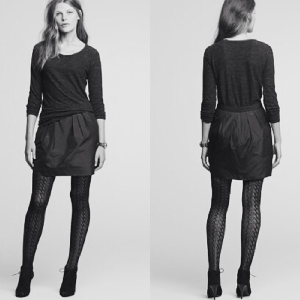 Black J. Crew Silk Taffeta Mini Skirt
